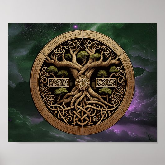 Poster Arbre de vie Yggdrasil (Devant)