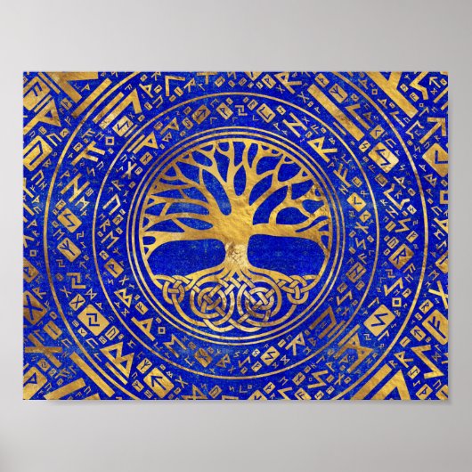 Poster Arbre de vie - Yggdrasil - Lapis Lazuli (Devant)