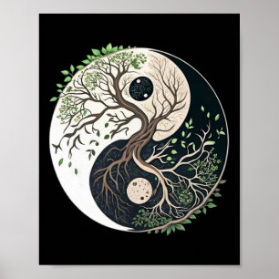 Poster Arbre de Vie Yin Yang Yoga Nature Lance Art 