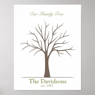 Poster Arbre d'empreinte digitale de famille