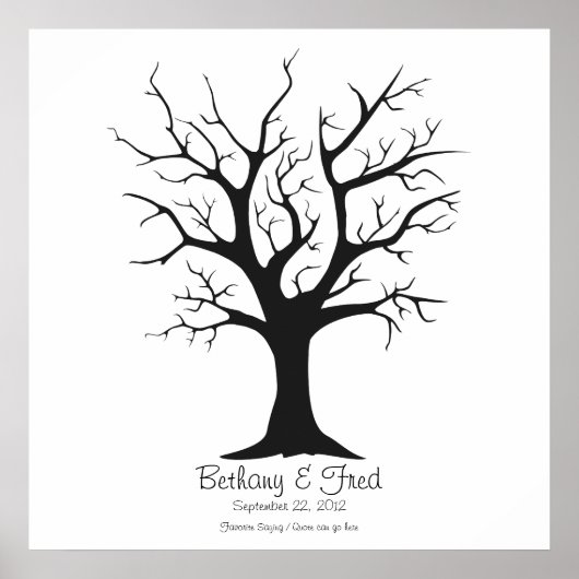 Poster Arbre d'empreintes digitales C - 24 pouces x 24 po (Devant)