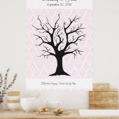 Poster Arbre d'empreintes digitales C avec Damask Pink1 - (Cuisine)