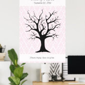 Poster Arbre d'empreintes digitales C avec Damask Pink1 - (Bureau à domicile)