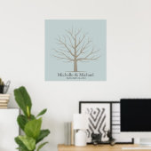 Poster Arbre d'empreintes digitales mariage - Bleu Carré (Bureau à domicile)