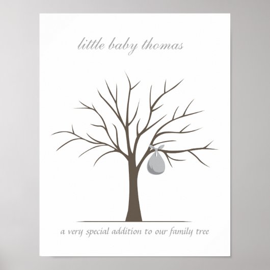 Poster Arbre d'empreintes digitales pour bébé - gris (Devant)