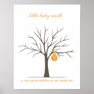 Poster Arbre d'empreintes digitales pour bébé - Orange