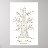 Poster Arbre d'empreintes digitales vert Mariage (Devant)