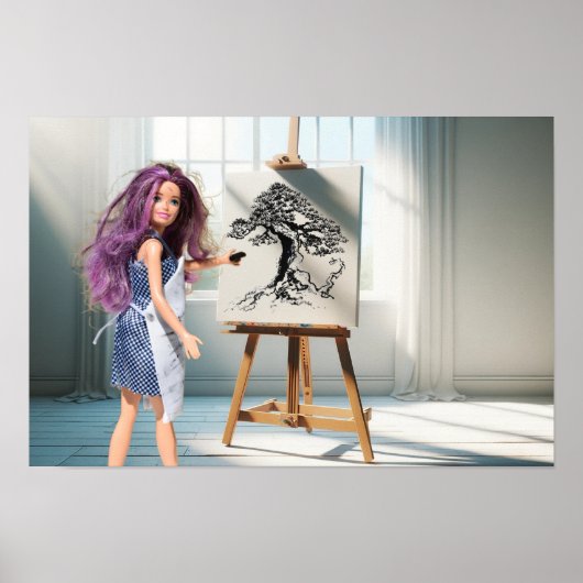 Poster Arbre dessiné au fusain (Devant)