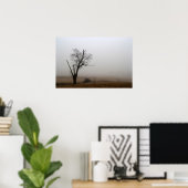 Poster Arbre d'hiver brumeux prairie (Bureau à domicile)