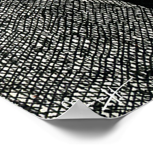 Poster Arbre d'hiver et Lune en noir et blanc (Coin)