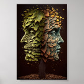 Poster Arbre D'Illusion Optique Face Avec Feuilles (Devant)