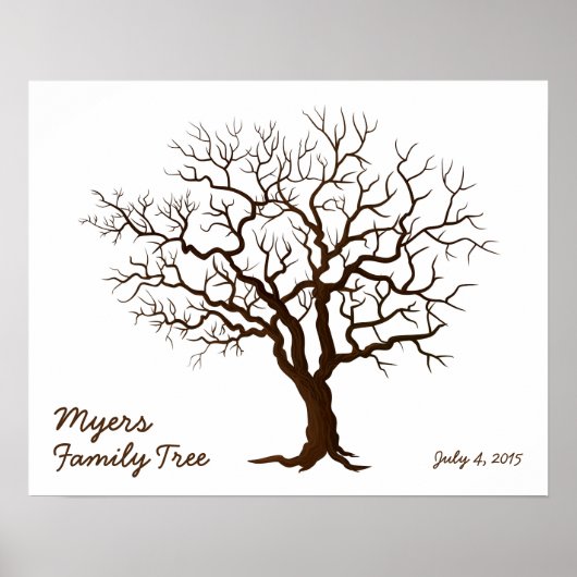 Poster Arbre d'impression du doigt de réunion de famille (Devant)