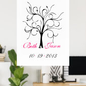Poster Arbre d'impression du doigt mariage (Bureau à domicile)