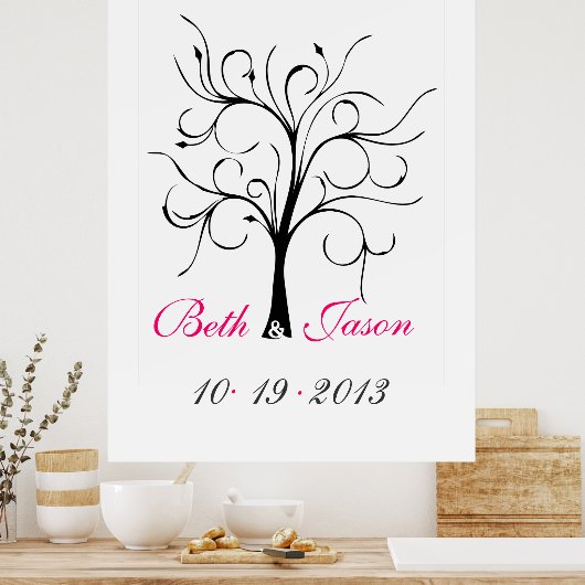 Poster Arbre d'impression du doigt mariage (Cuisine)