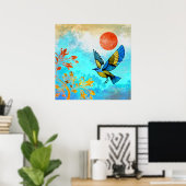 Poster Arbre d'oiseau Soleil (Bureau à domicile)