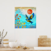 Poster Arbre d'oiseau Soleil (Cuisine)