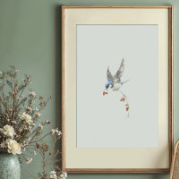 Arbre dynamique Swallow Watercolor Art avec baies