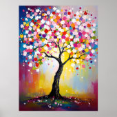 Poster Arbre en fleurs coloré (Devant)