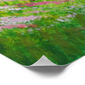 Poster Arbre en fleurs rose dans un champ vert (Coin)