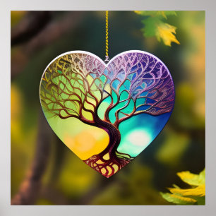 Poster Arbre En Forme De Coeur De L'Ornement De Vie