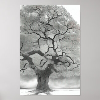 Poster Arbre en nuances de gris