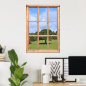 Poster Arbre en vue campagne depuis une fenêtre (Bureau à domicile)