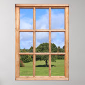 Poster Arbre en vue campagne depuis une fenêtre (Devant)