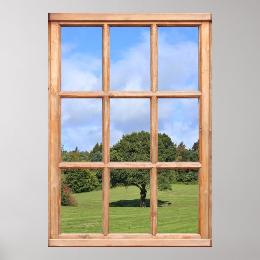 Poster Arbre en vue campagne depuis une fenêtre (Devant)
