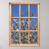 Poster Arbre en vue printanière à partir d'une fenêtre (Devant)