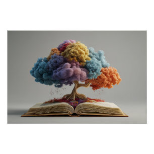 Poster Arbre Fantastique de Livre de Contes Coloré en Fle