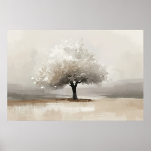 Poster Arbre Fleur Blanc Neutre Art Paysager