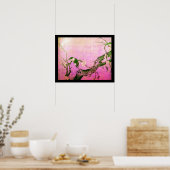 Poster ARBRE FLEURI DE PRINTEMPS OISEAU ET FLEUR Rose Fuc (Cuisine)