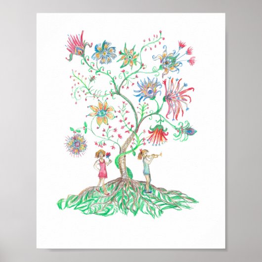 Poster Arbre Floral Fantaisiste (Devant)