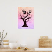 Poster Arbre fou Créature Encre Art Imaginaire rose (Cuisine)