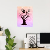 Poster Arbre fou Créature Encre Art Imaginaire rose (Bureau à domicile)