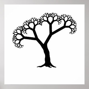 Poster Arbre fractal noir