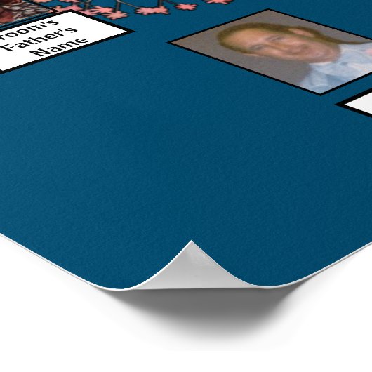 Poster Arbre fractal rose en fleurs Bleu 2 Arbres de fami (Coin)