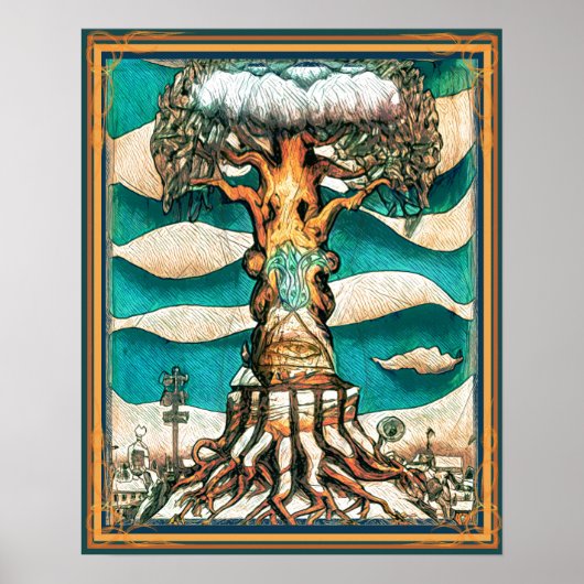 Poster Arbre géant et neige (Devant)