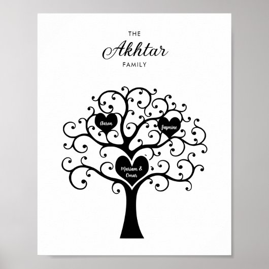 Poster Arbre généalogique noir et blanc  (Devant)