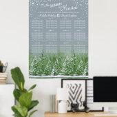 Poster Arbre gris de mariage d'hiver 12 tables (Bureau à domicile)