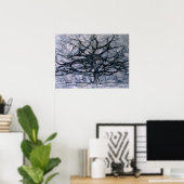 Poster Arbre gris de Mondrian (Bureau à domicile)