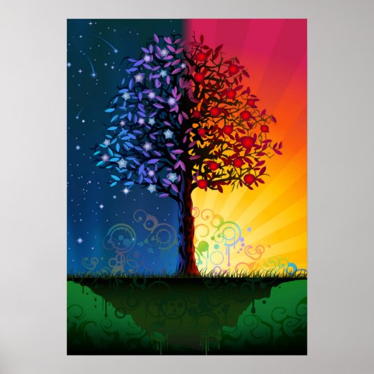 Poster Arbre Jour Et Nuit (Devant)