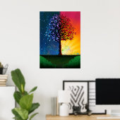 Poster Arbre Jour Et Nuit (Bureau à domicile)