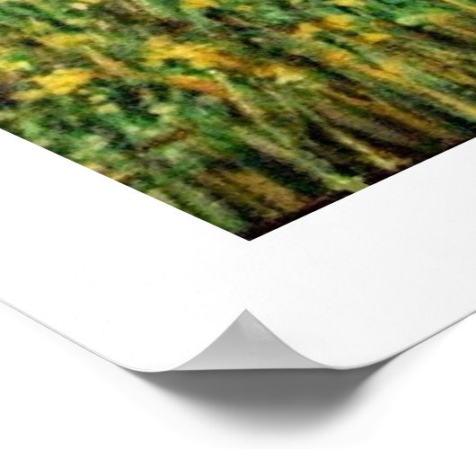 Poster ARBRE MAGIQUE / Aube en bois vert et dame en rouge (Coin)