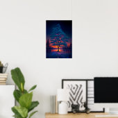 Poster Arbre Majestueux, Coucher de soleil rouge (Bureau à domicile)