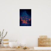 Poster Arbre Majestueux, Coucher de soleil rouge (Cuisine)