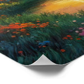 Poster Arbre Majestueux dans le champ des fleurs (Coin)