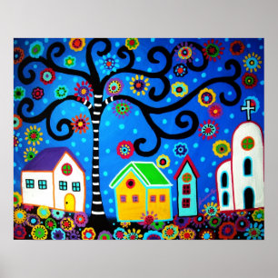 POSTER ARBRE MEXICAIN DE VILLE DE LA PEINTURE DE LA VIE