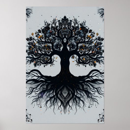 Poster Arbre mystique foncé de l'art de la vie (Devant)