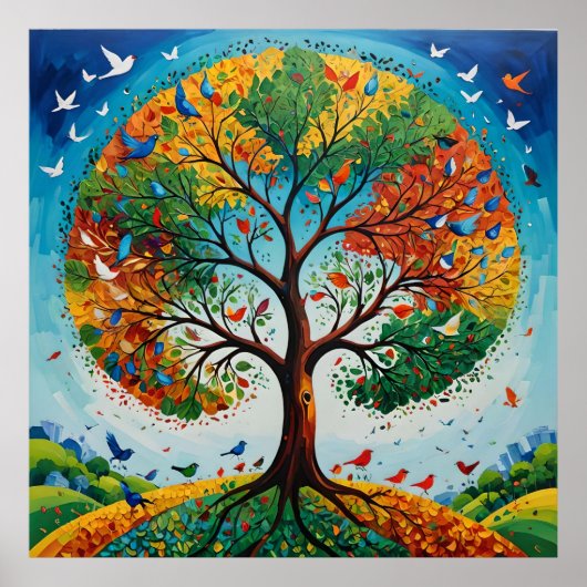 Poster Arbre mythique des saisons - Gond Art (Devant)